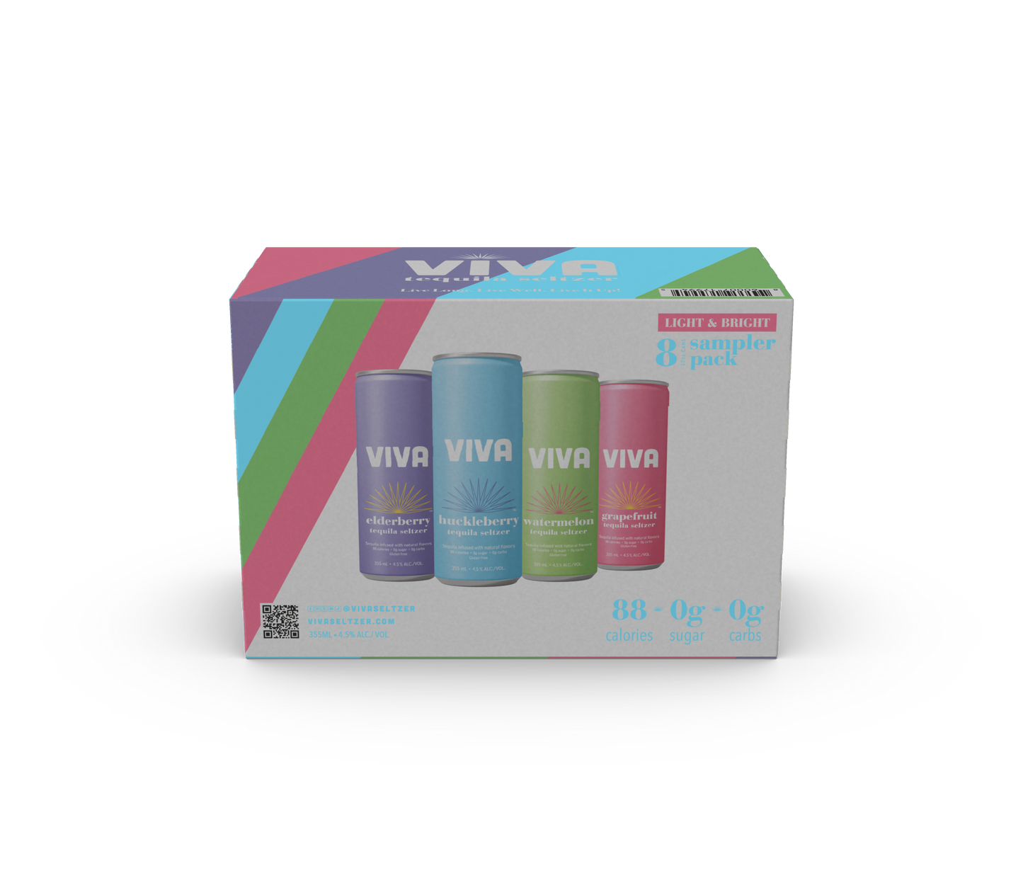 Viva Tequila Seltzer Sampler Pack - Light & Bright 24 Pack
